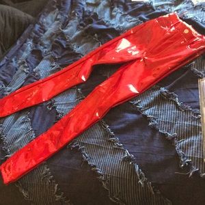 Mango Red Vinyl Skinny Trousers AS IS